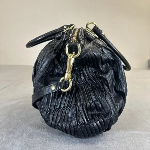 Authentic Coach Madison Gathered Lindsey Satchel Black Shoulder Bag - Picture 3 of 13